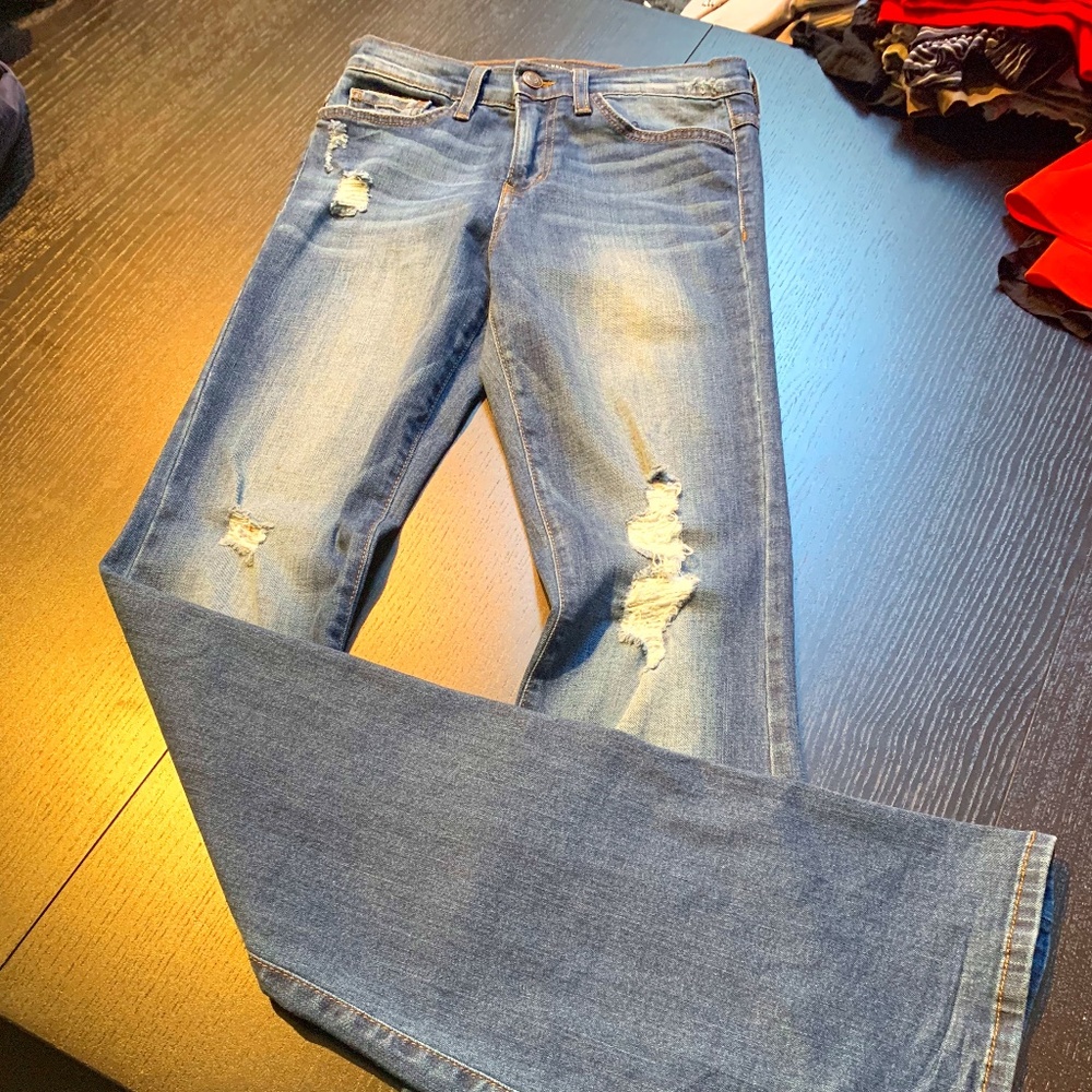 FLYING MONKEY Jeans Vintage Wash Distressed Flair